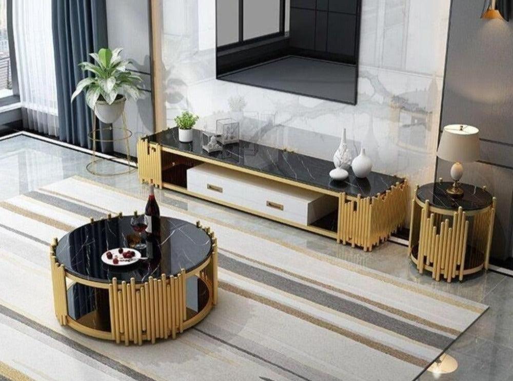Lixra Modern Designed Marble Coffee Table TV Stand And Side Tables