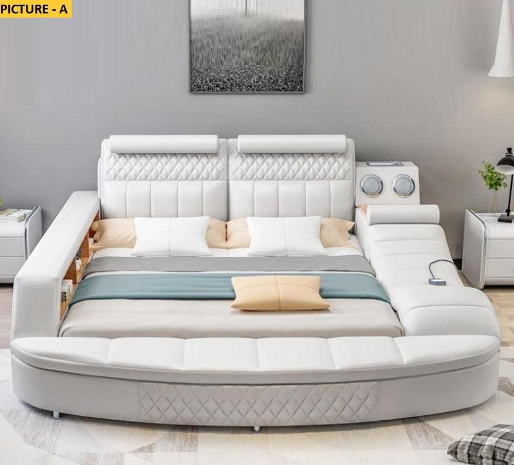 Lixra Modern Designed Multifunctional Wooden Leather Bed