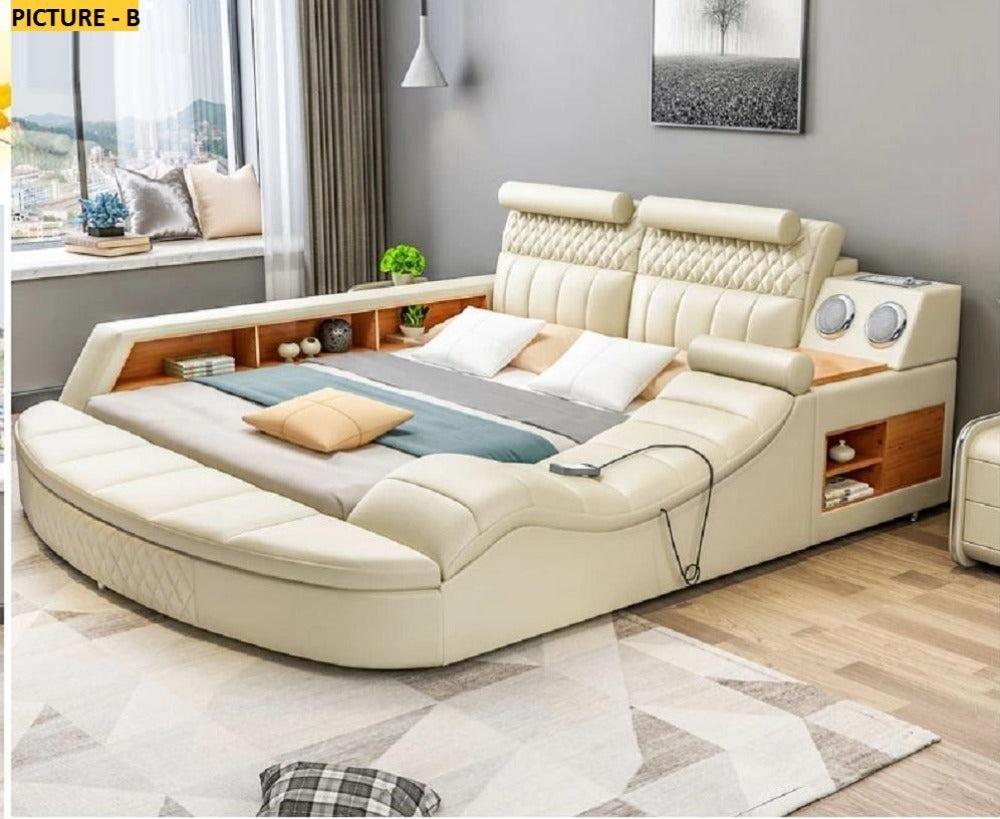 Lixra Modern Designed Multifunctional Wooden Leather Bed