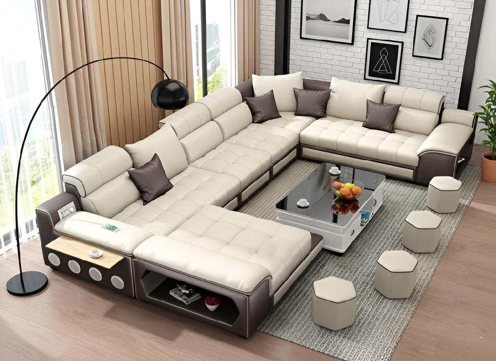 lixra Modern Distinctive Comfy Leather Aesthetic Sectional Sofa