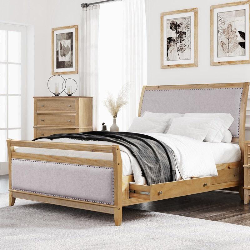 Lixra Modern Elementary Design Wooden Bed With Storage