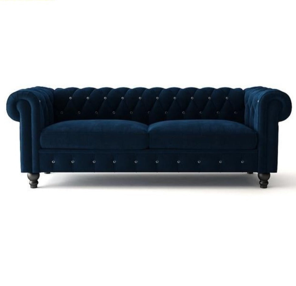 Lixra Modern Glossy Finish Cozy Comfort Chesterfield Designed Fabric Couch