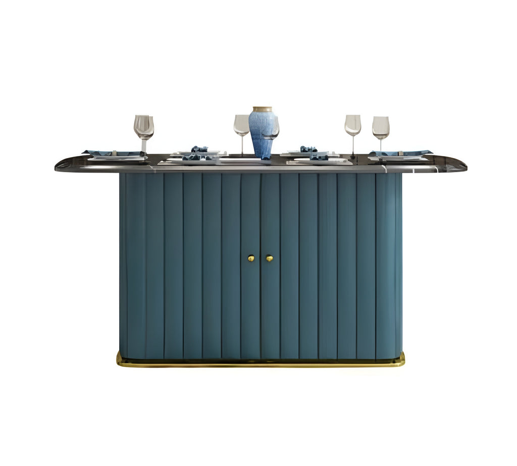 Lixra Modern Glossy Marble Dining Table With Storage