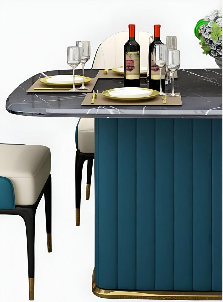 Lixra Modern Glossy Marble Dining Table With Storage