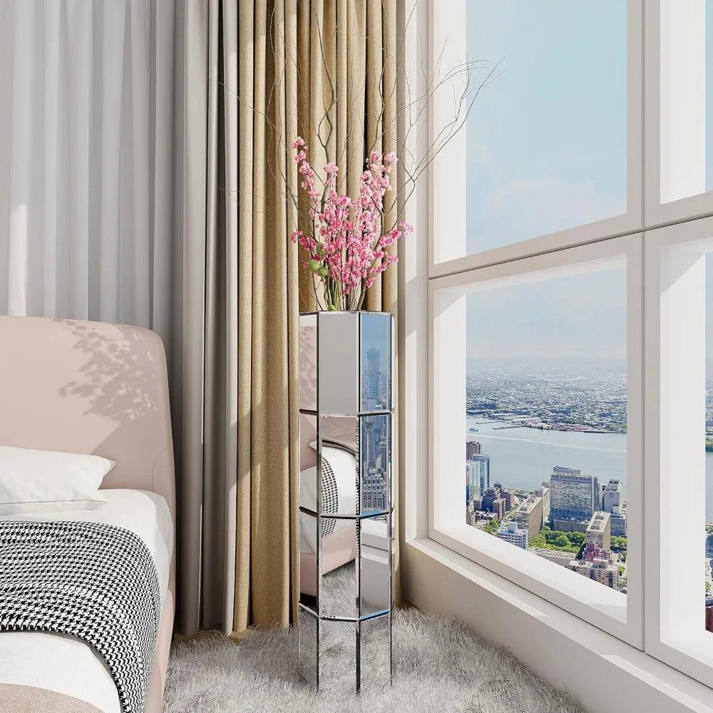 Lixra Modern Lavish Design Mirrored Cylindrical Floor Vase