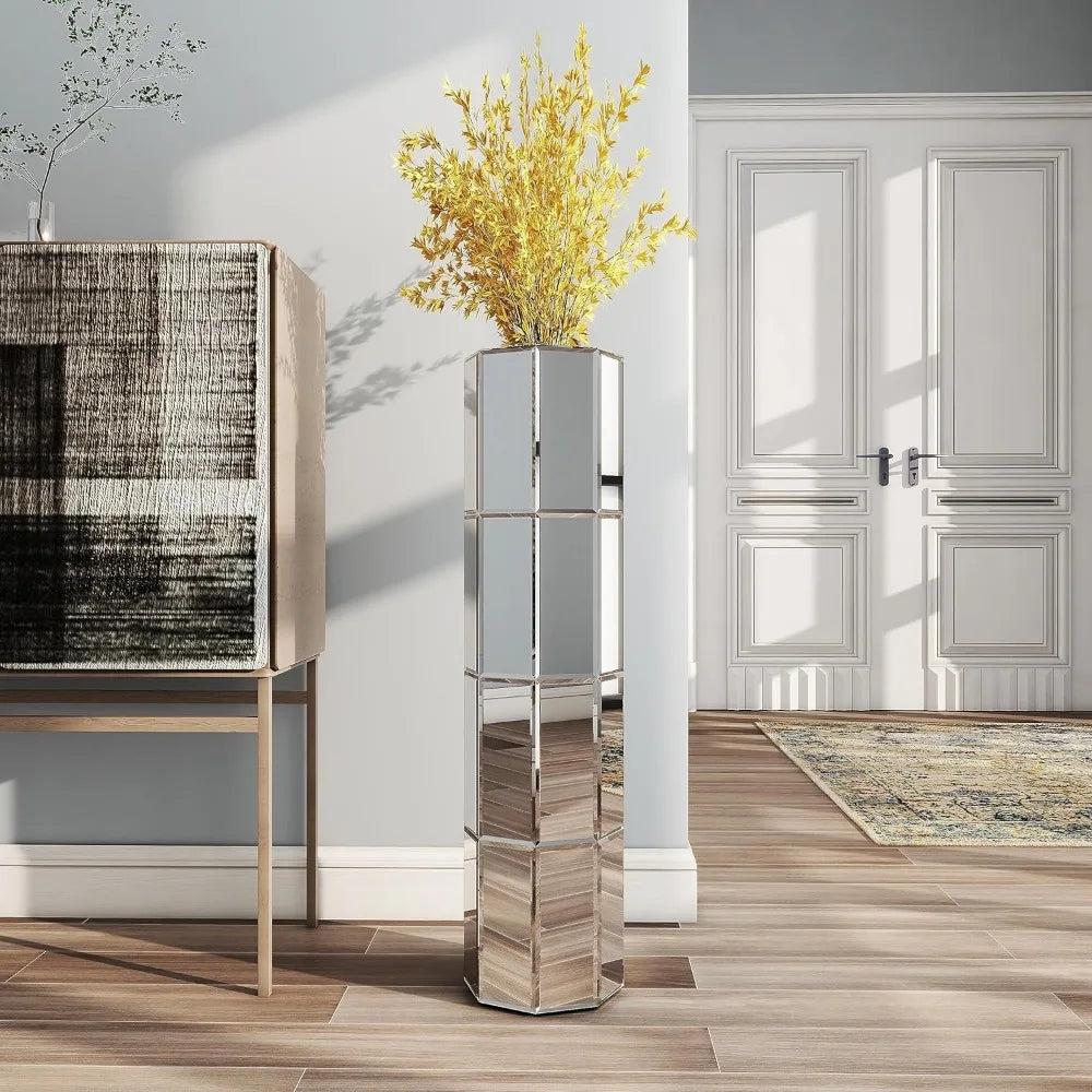 Lixra Modern Lavish Design Mirrored Cylindrical Floor Vase