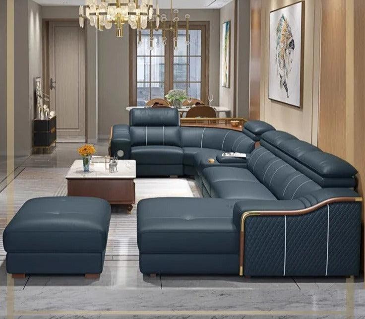 Lixra Modern Leather Sectional Sofa Set With Chaise