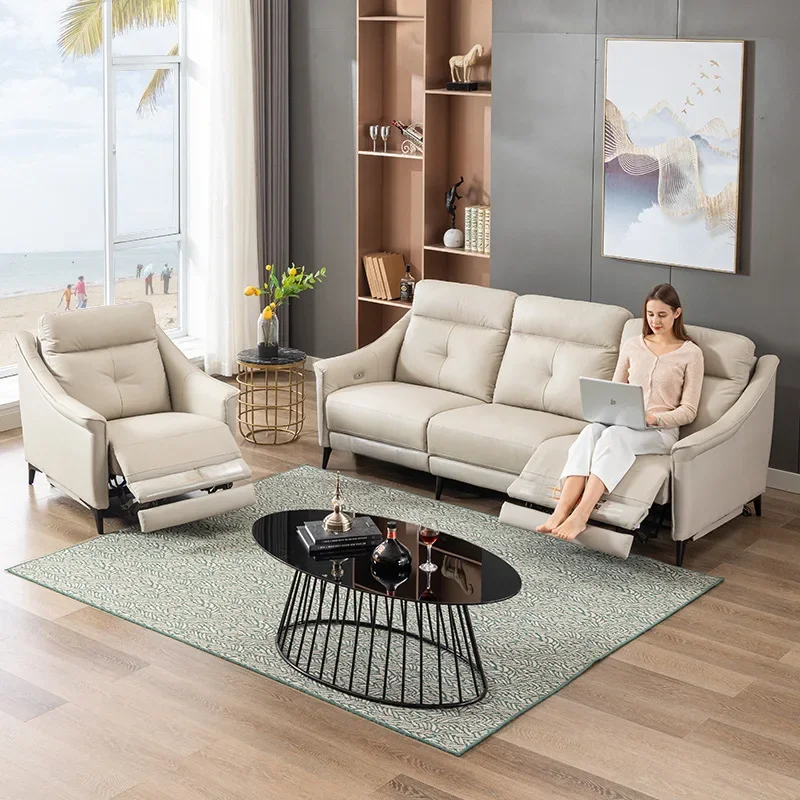 Lixra Modern Leather Tufted Designed Household Recliner Sofa