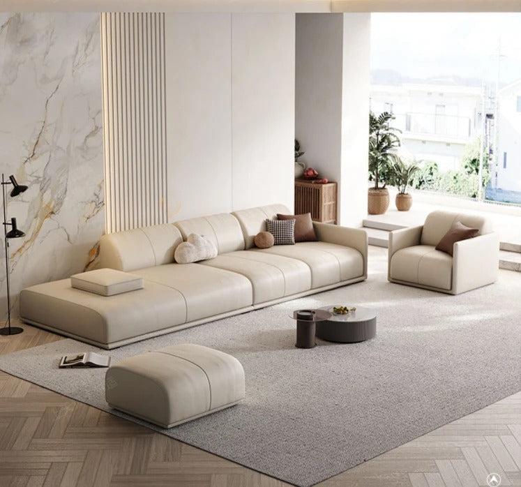 Lixra Modern Leather Upholstered Sectional Sofa Set