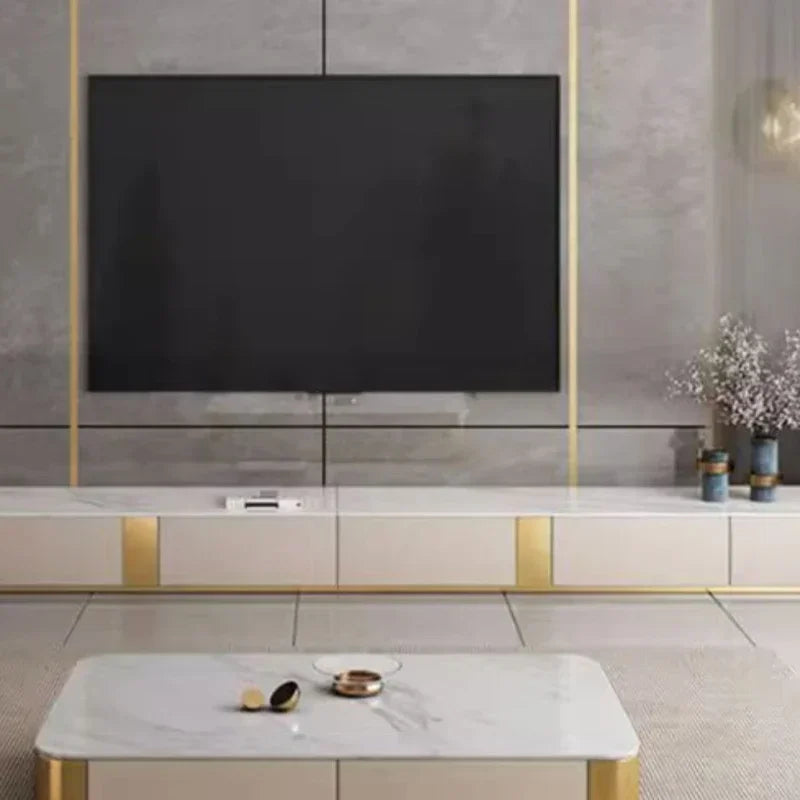 Lixra Modern Luxurious Design Wooden Marble-Top TV Stand & Coffee Table