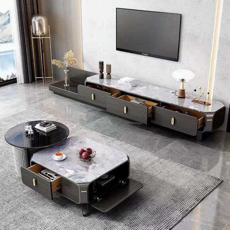 Lixra Modern Luxurious Glossy Finish Coffee Table With TV Cabinet
