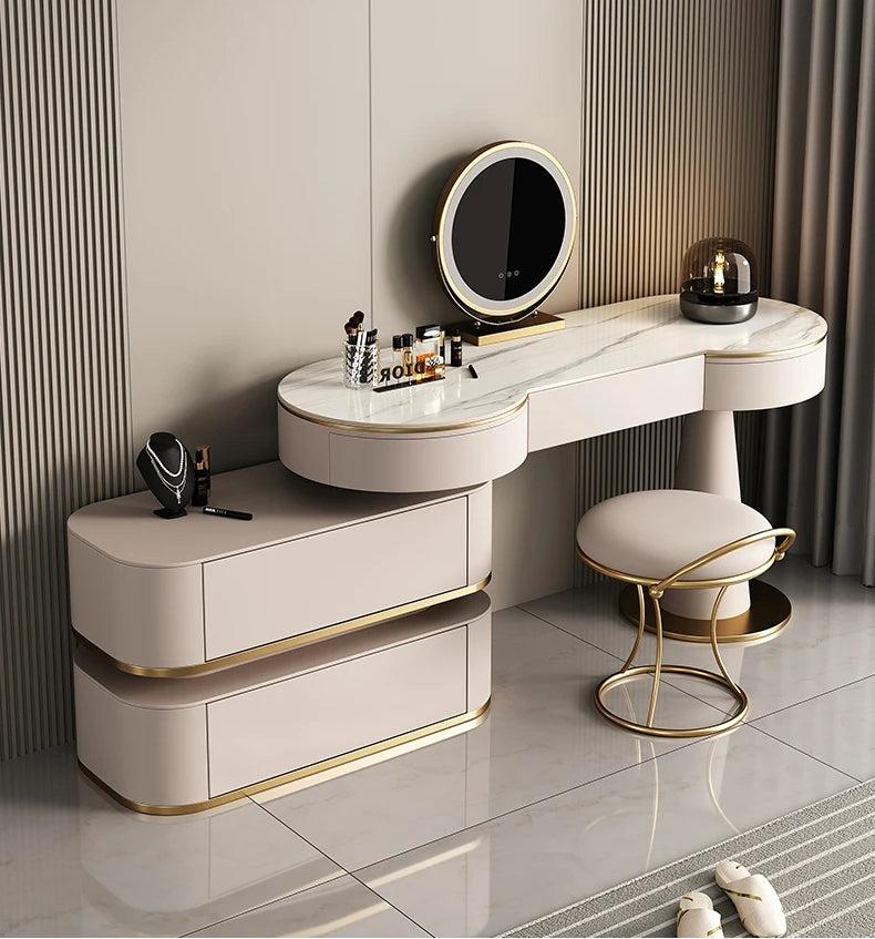Lixra Modern Luxurious Golden Metal Frame Dresser Set
