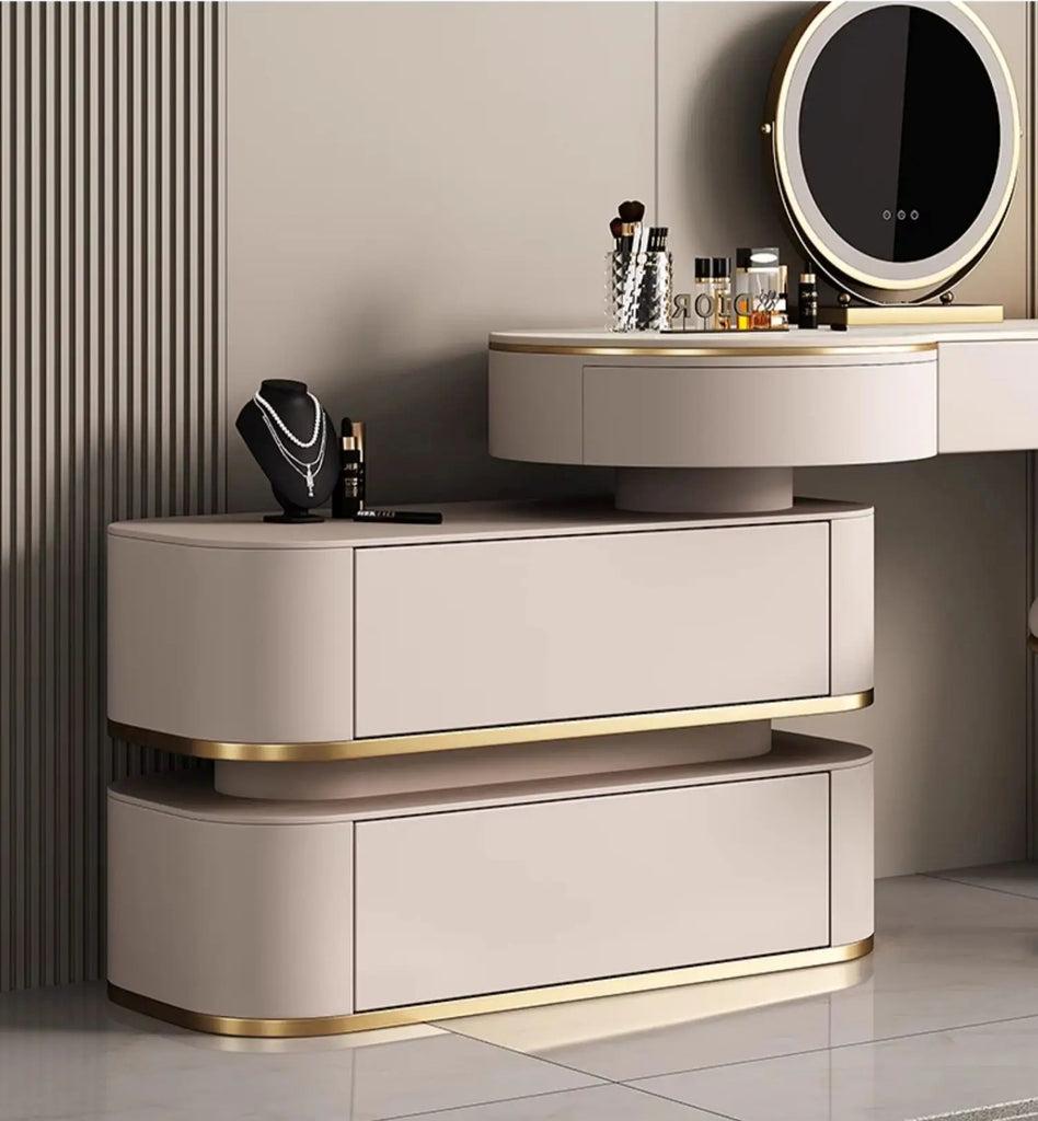 Lixra Modern Luxurious Golden Metal Frame Dresser Set