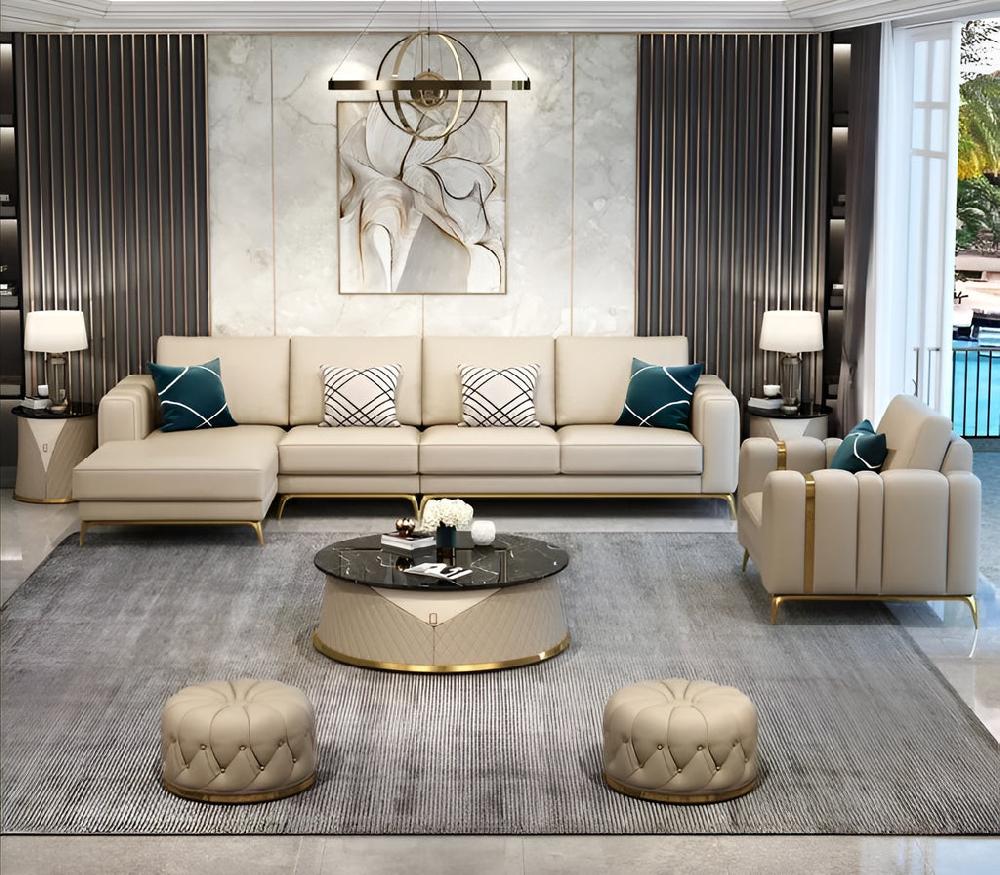 Lixra Modern Luxurious Splendid Leather Sectional Sofa