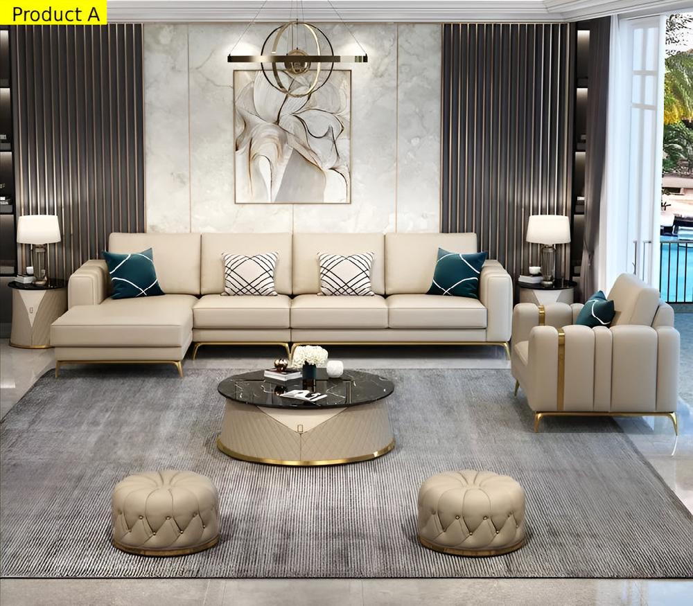 Lixra Modern Luxurious Splendid Leather Sectional Sofa