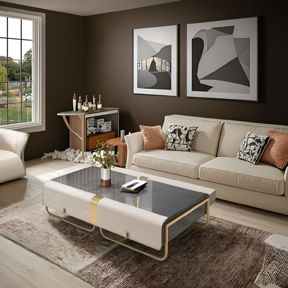 Lixra Modern Luxury Coffee Table Set With TV Stand And Side Table