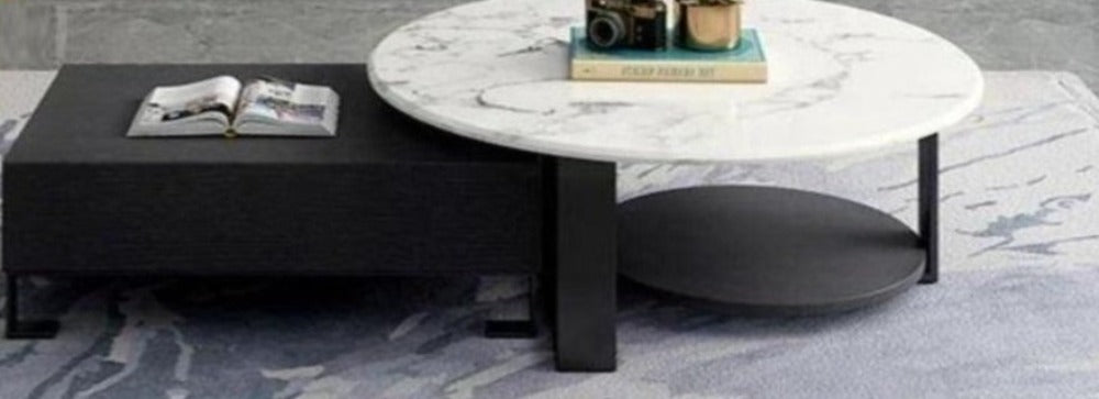 lixra Modern Marble Ultra Finish Wooden Coffee Table