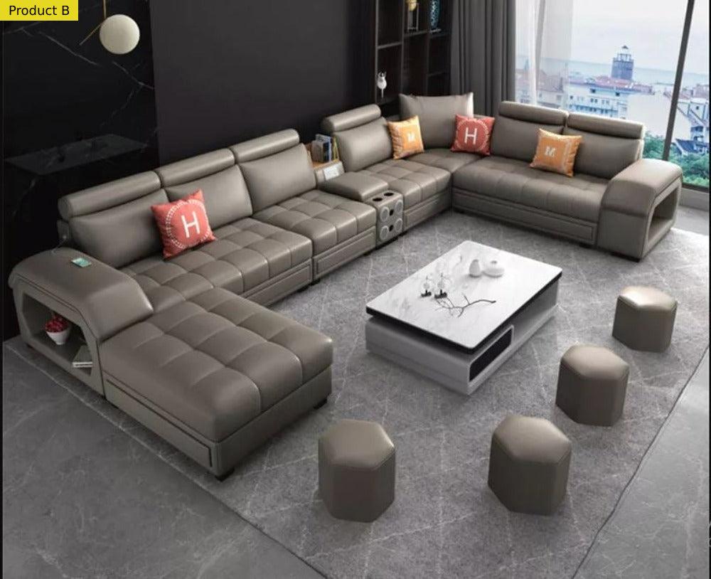 Lixra Modern Multi-Functional Luxurious Leather Sectional Sofa