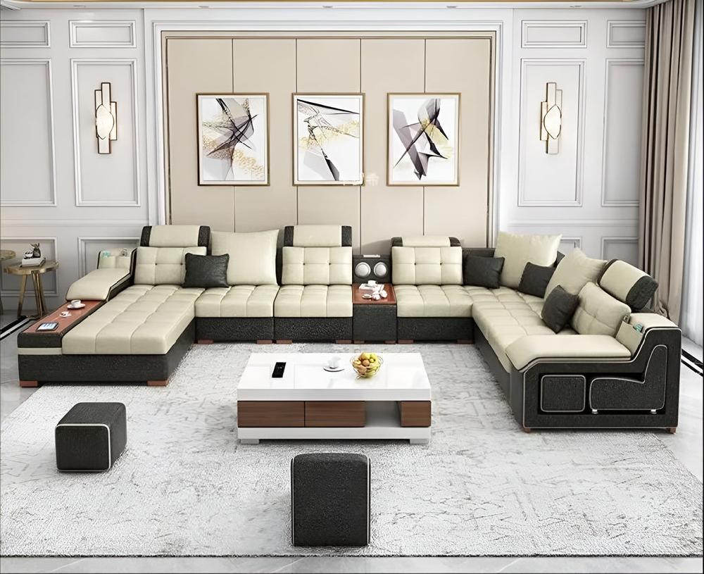 lixra Modern Multi-Functional Luxurious Leather Sectional Sofa