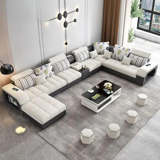 lixra Modern Multifunctional Sectional Sofa with Microfiber Upholstery