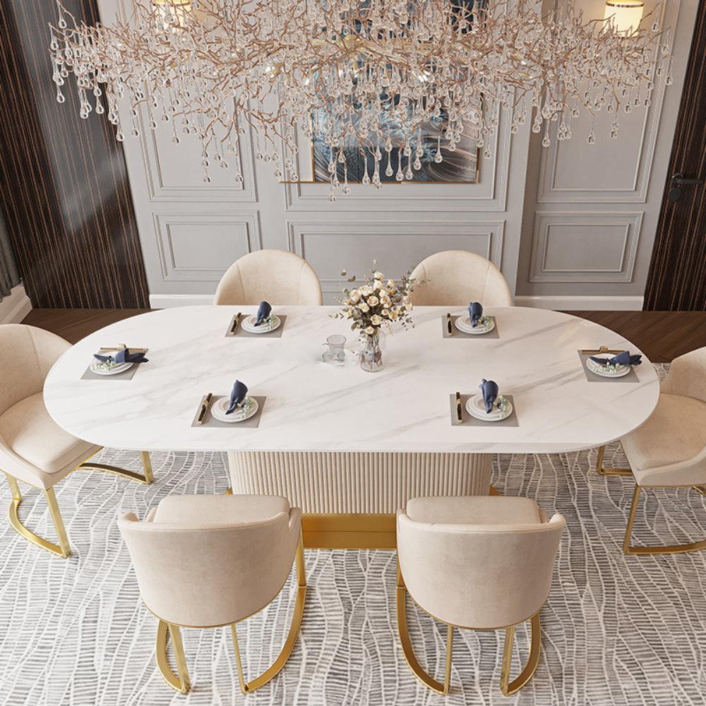 Lixra Modern Shiny Marble Sumptuous Dining-Table Set