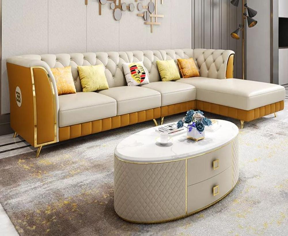 Lixra Modern Stunning & Commodious Leather Sectional Sofa