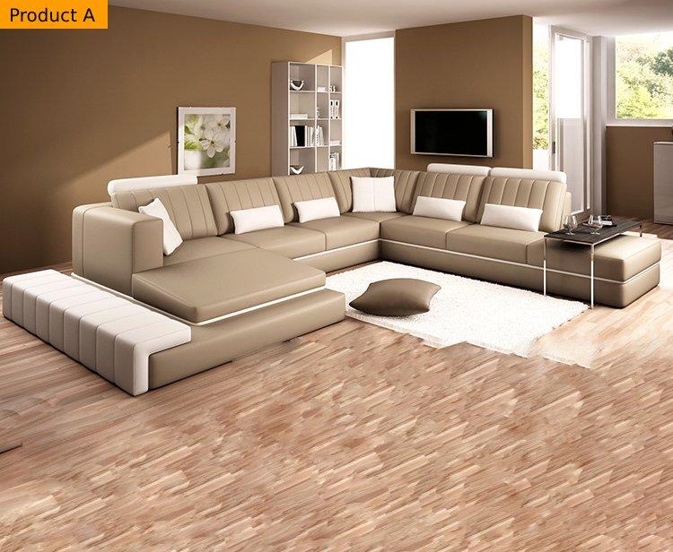 Lixra Modern U-Shaped Bodacious LED Leather Sectional Sofa