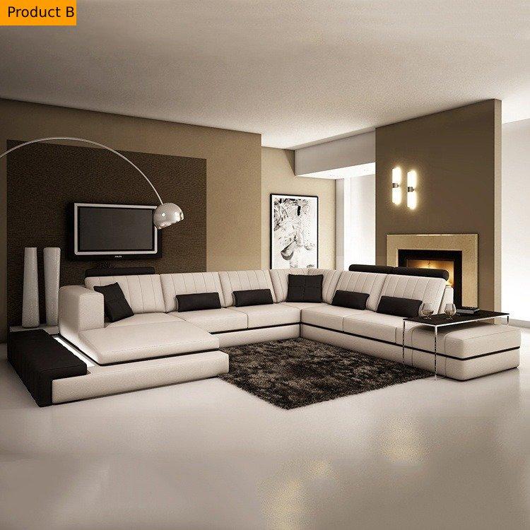 Lixra Modern U-Shaped Bodacious LED Leather Sectional Sofa