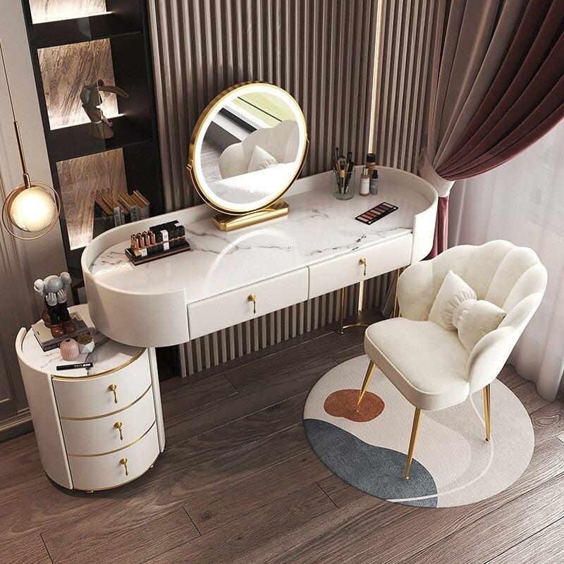 Lixra Modern White Marble Table-Top Dresser Cabinet