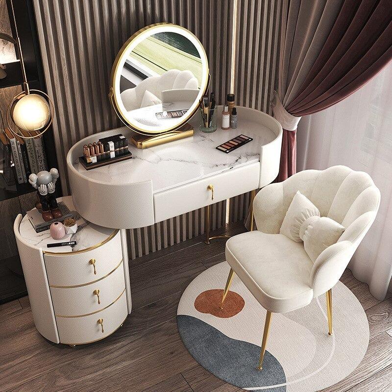 lixra Modern White Marble Table-Top Dresser Cabinet