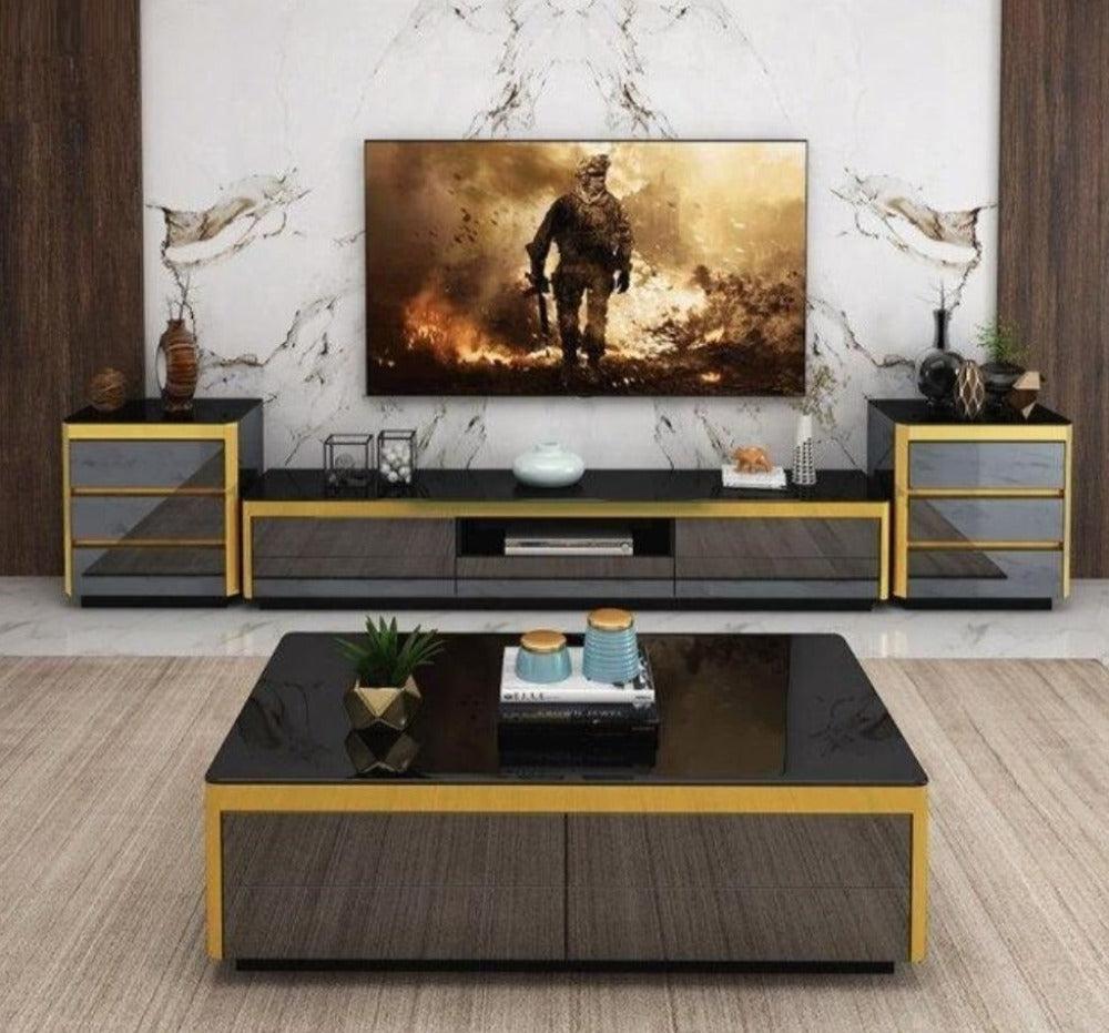 Lixra Modern Wooden Coffee Table TV Stand And 2 Side Tables