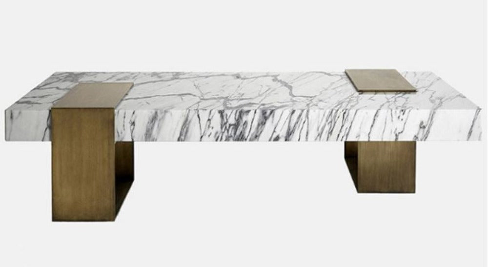 lixra Modern Wooden Coffee Table with Marble Effect