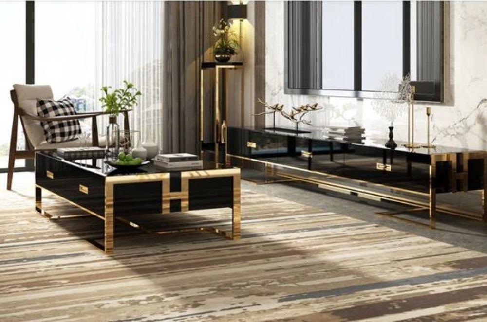 Lixra Modern Wooden Glossy Coffee Table And TV Stand