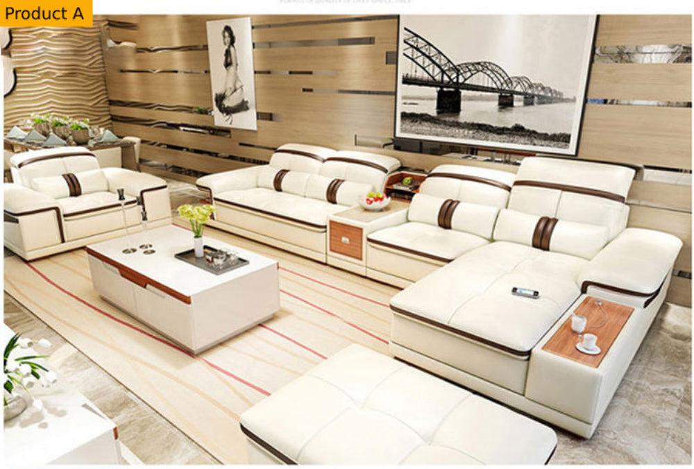 Lixra Modish Comfy Leather Palatial Sectional Sofa Set