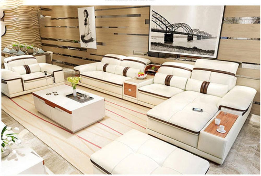 lixra Modish Comfy Leather Palatial Sectional Sofa Set