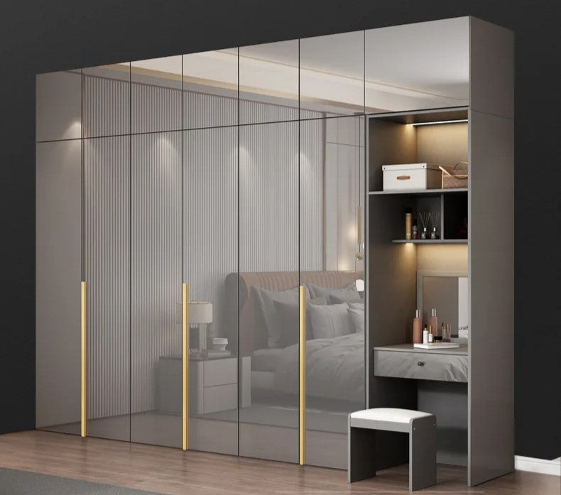 Lixra Multi-Functional Glassware & Wooden Base Wardrobe