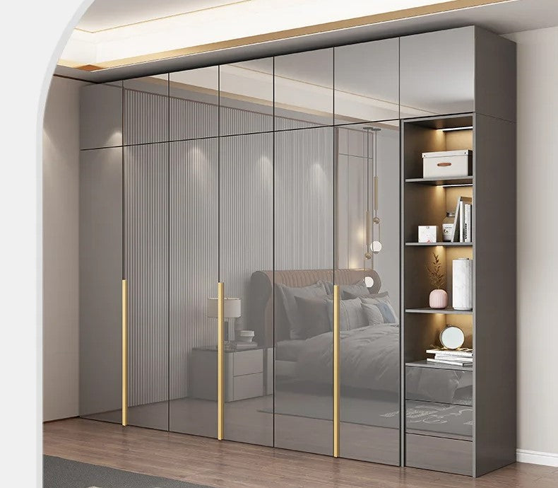 Lixra Multi-Functional Glassware & Wooden Base Wardrobe