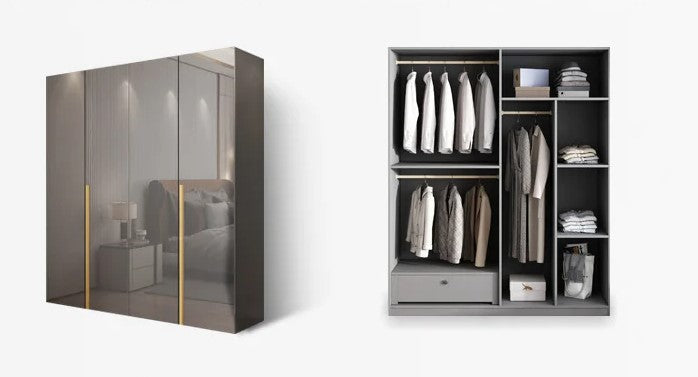 lixra Multi-Functional Glassware & Wooden Base Wardrobe