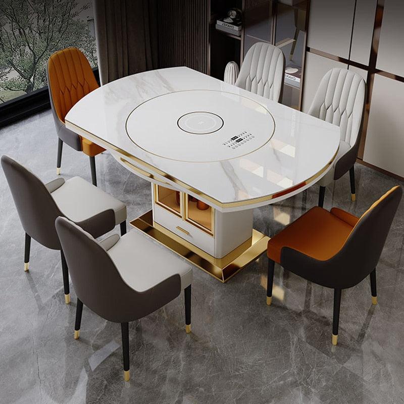 Lixra Multifunctional Extendable Marble Dining Table Set