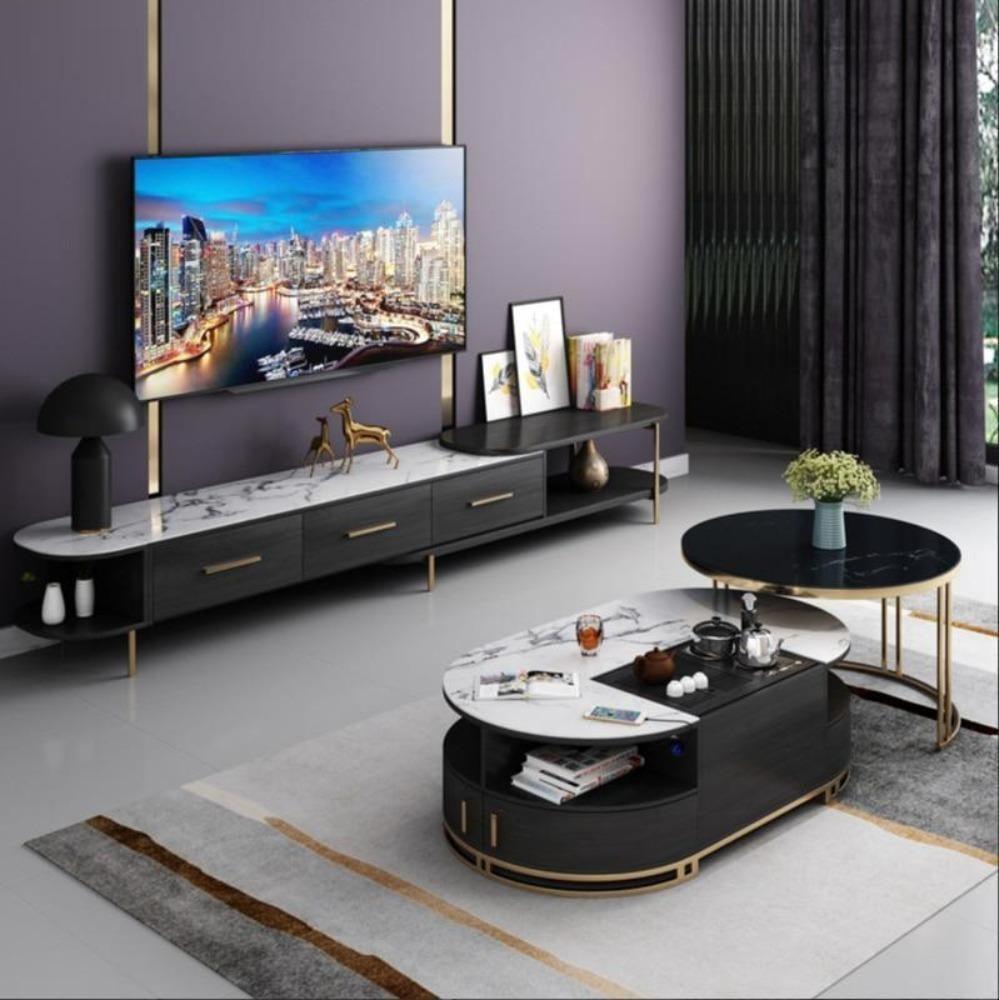 Lixra Multifunctional Marble Top Coffee Table And TV Stand
