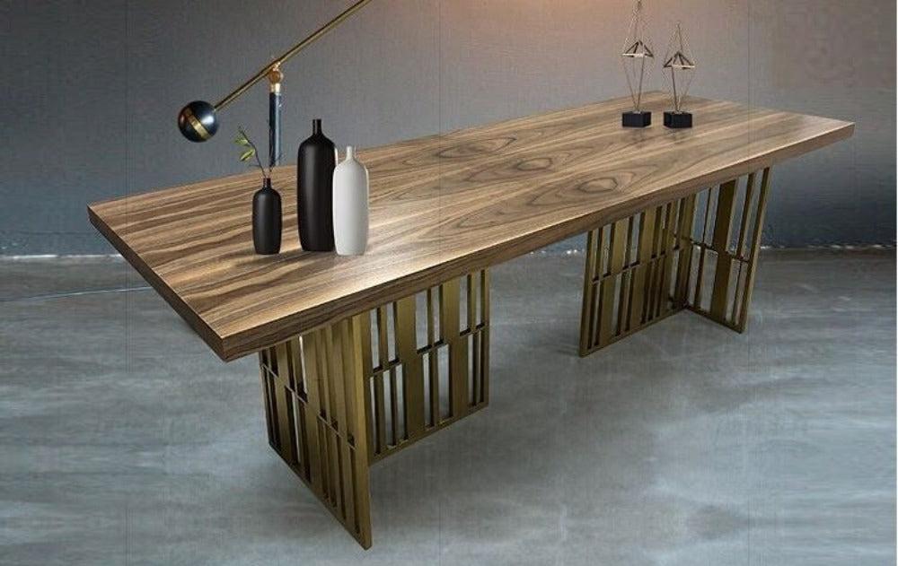 Lixra Nordic Industrial Rectangular Wooden Dining-Table