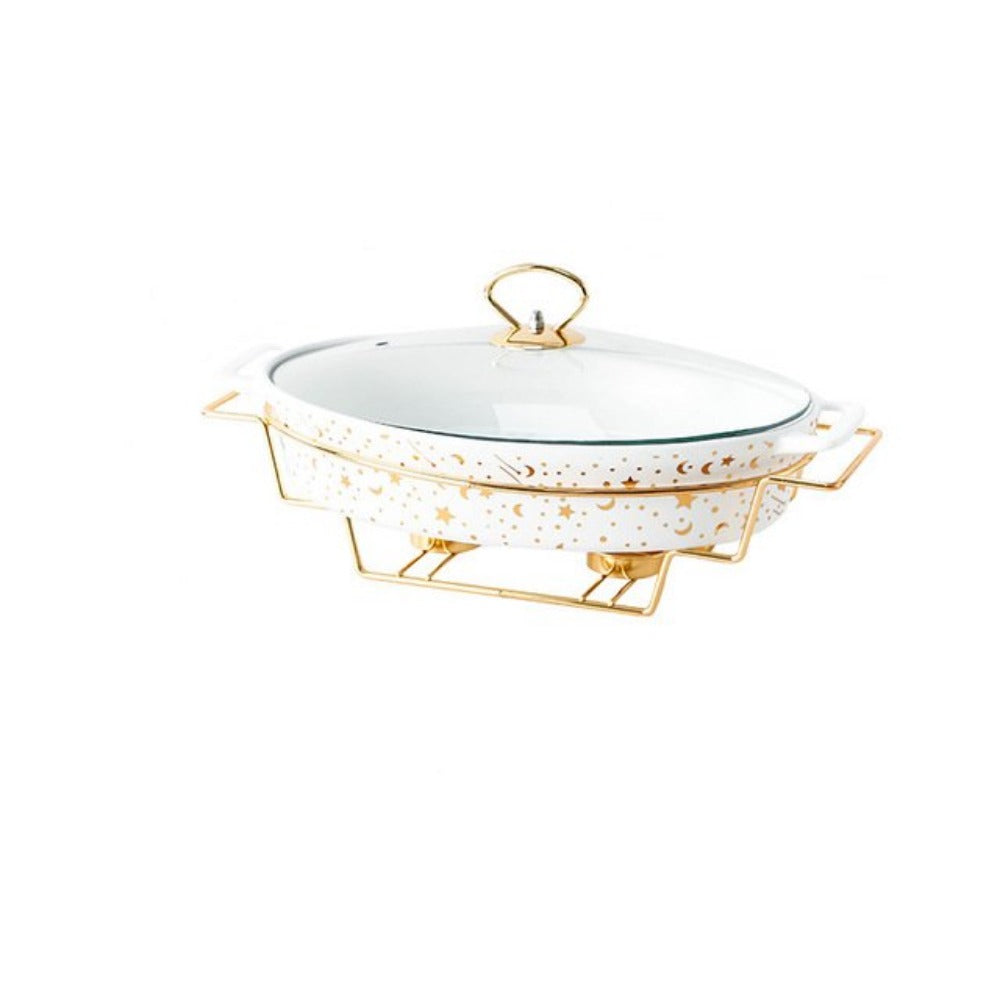 lixra Nordic Night Sky Designed Ellipse-Shaped Ceramic Glass Lid Pot