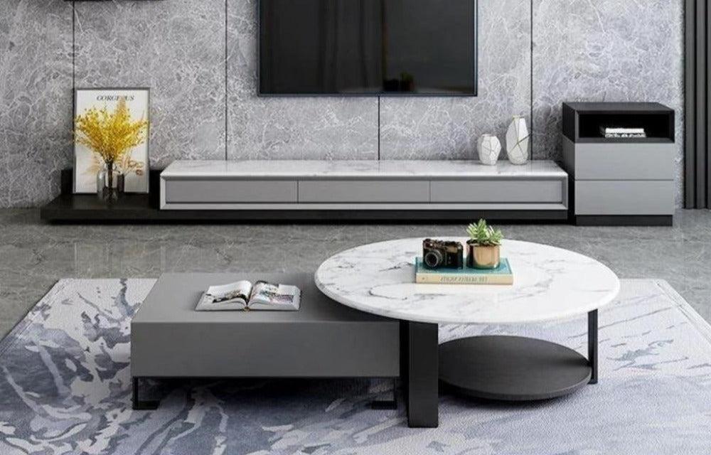 Lixra Nordic Style Light Luxury Marble Top Coffee Table And TV Stand