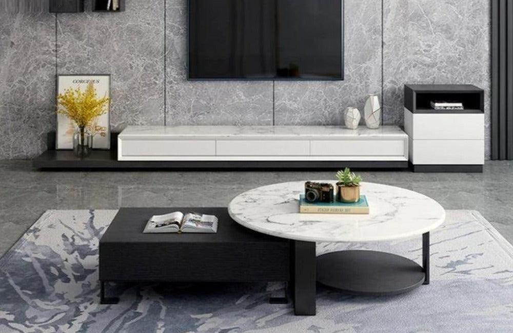 lixra Nordic Style Light Luxury Marble Top Coffee Table and TV Stand