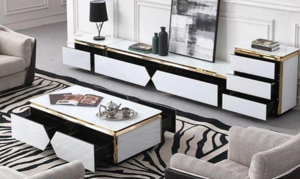 Lixra Nordic Style Light Luxury Wooden Coffee Table And TV Stand