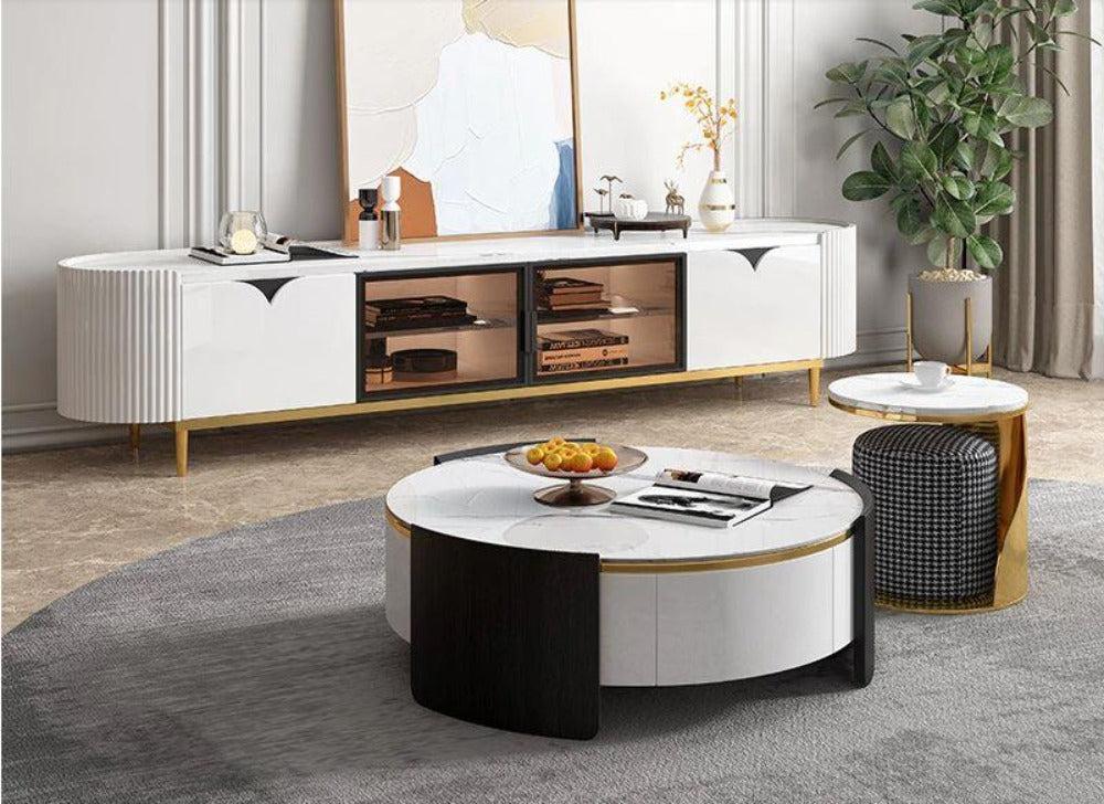 lixra Nordic Style Two-Tone Centre Coffee Table And TV Stand