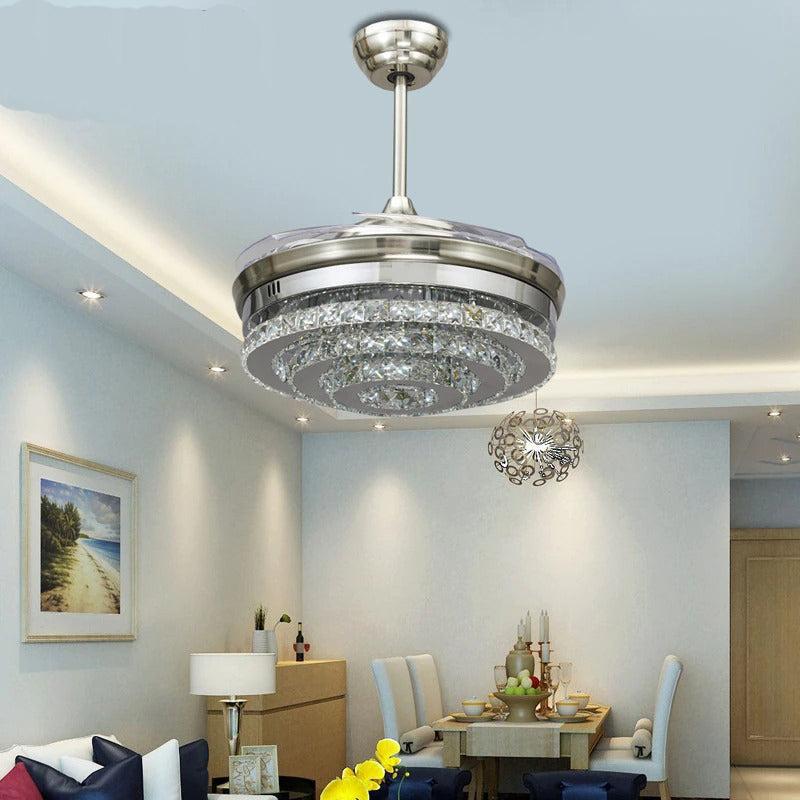 Lixra Opulent Crystal Chandelier With Retractable Ceiling Fan