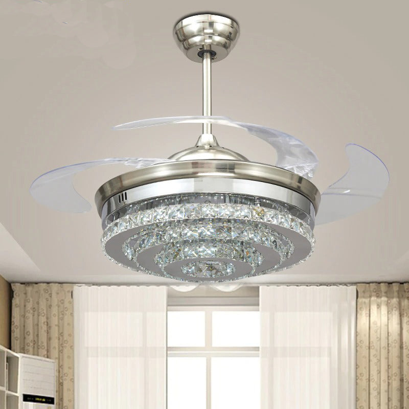 Lixra Opulent Crystal Chandelier With Retractable Ceiling Fan