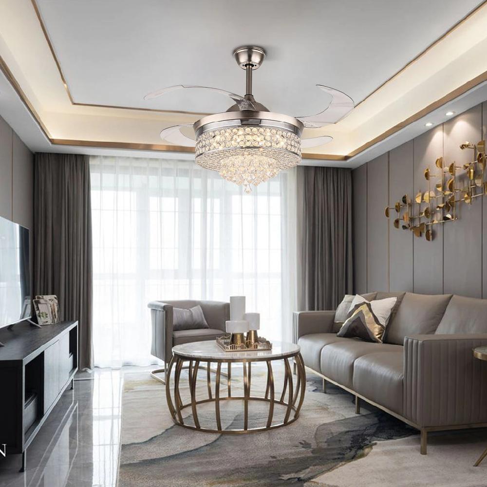 Lixra Opulent Crystal Chandelier With Retractile Fan