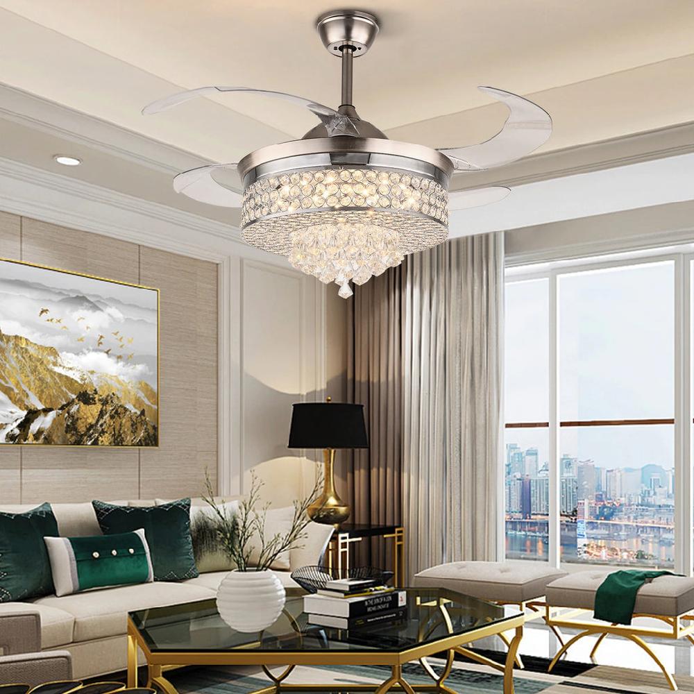 Lixra Opulent Crystal Chandelier With Retractile Fan